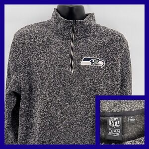 Mens Seattle Seahawks NFL Team Apparel Quarter Zip Pullover Sweater Large Gray
